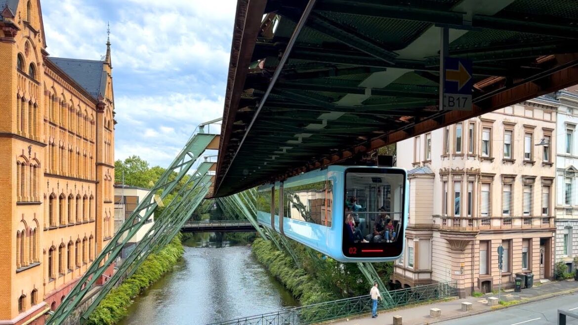 UNIQUE inThe World ! The Wuppertal suspension railway, Germany walking tour 4K 60fps😃