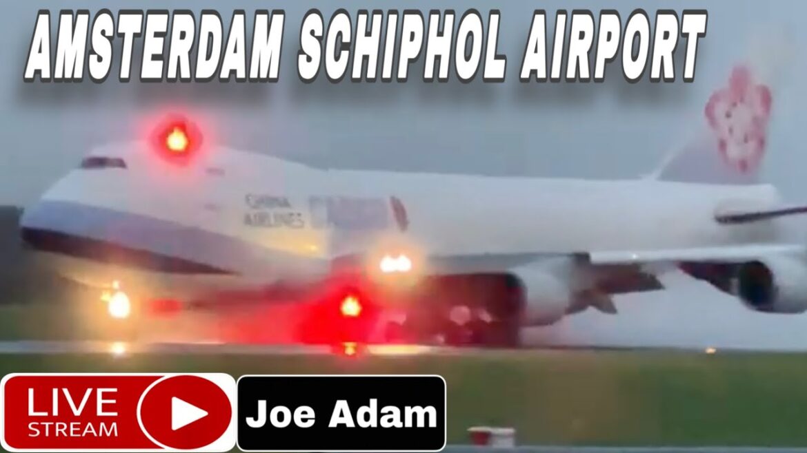 🔴 LIVE: HEAVY RAIN DEPARTURES at Amsterdam Schiphol Airport | RUSH HOUR #JoeAdamAviation
