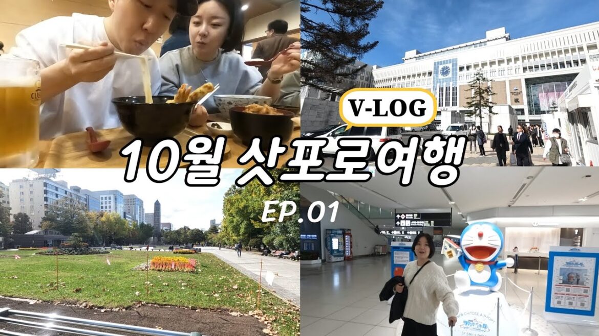 삿포로 가을여행 vlog 🇰🇷🇯🇵 ep.01 인천공항~신치토세공항~삿포로역 숙소 체크인후 '노소우마야' 우동 먹으러 gogo