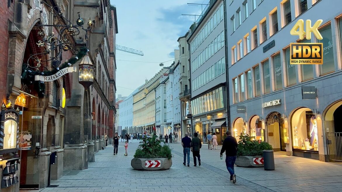 Autumn Evening Walk Exploring Iconic Landmarks in Munich City Center - 4K HDR
