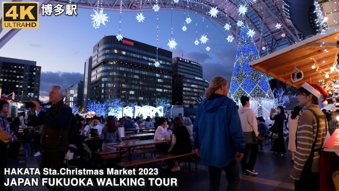 4k博多駅クリスマスマーケット2023を歩くjapan walking tour around Hakata station Christmas Market 2023 in Fukuoka city