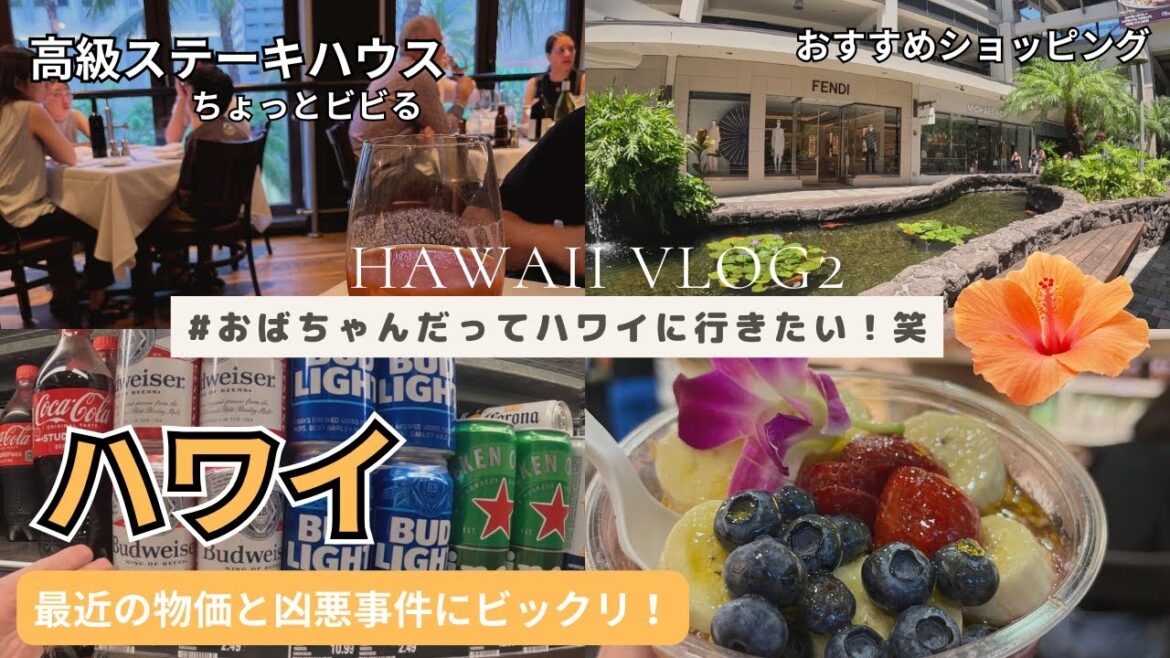 【オトナのハワイ旅２】コンビニ物価調査！/お土産クッキー選び！ /お気に入りショッピング / 高級ステーキハウスに緊張するわ～！Hawaii Vlog2