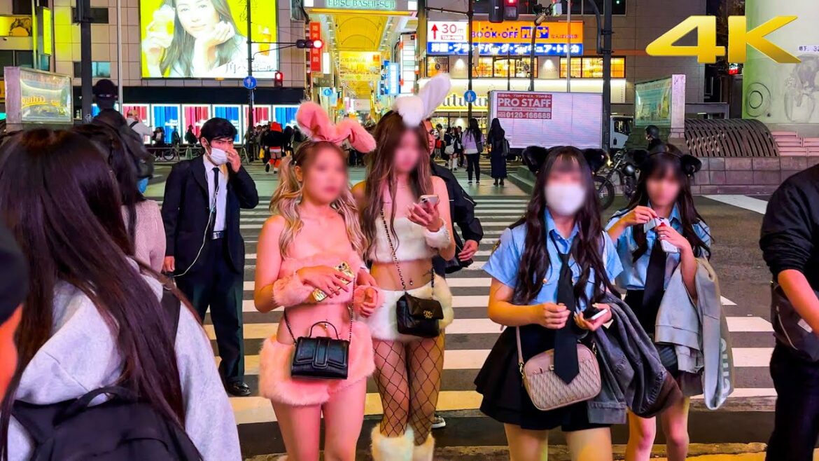 4K 大阪散歩【ハロウィン】大混雑で道頓堀の戎橋が封鎖！Halloween in Osaka 2023