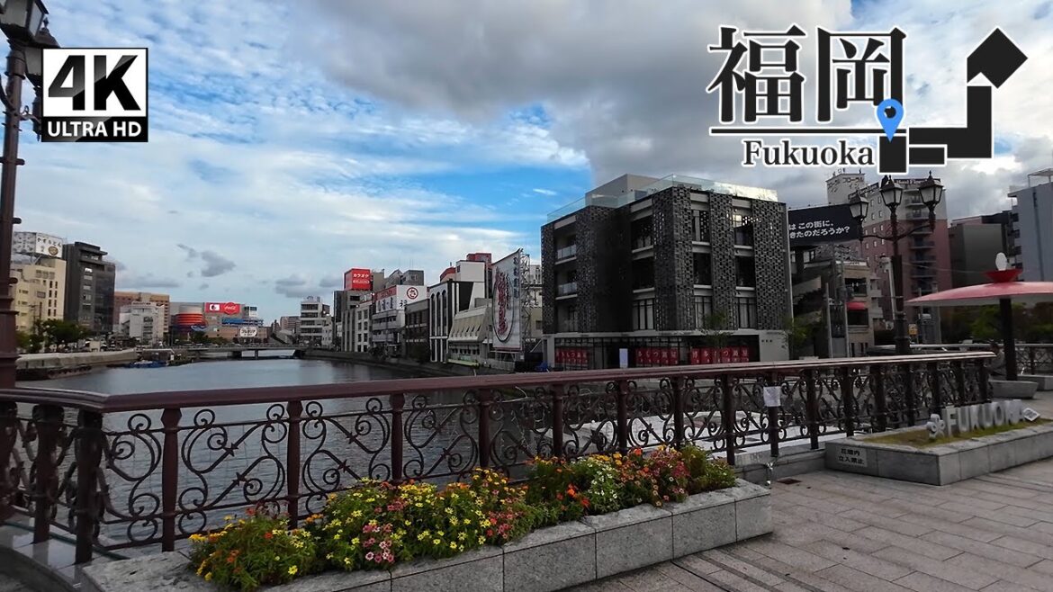 [4K/SUB] 후쿠오카 Walk｜스미요시, 나카스, 니시나카스, 하루요시, 와타나베도리, 타카사고, 야쿠인｜캐널시티, 이치란총본점, 공회당, 텐진중앙공원, 아크로스, REC커피