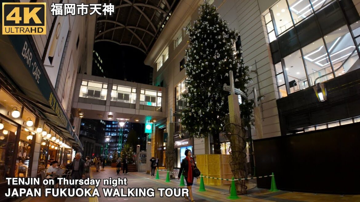 福岡市天神周辺(木曜夜11月)を歩く4k japan walking tour around Tenjin area in Fukuoka city