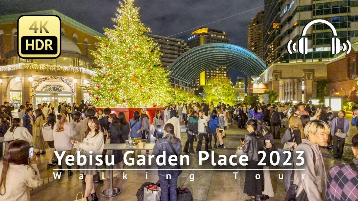 Tokyo Christmas Lights Yebisu Garden Place 2023 Walking Tour - Tokyo Japan [4K/HDR/Binaural]