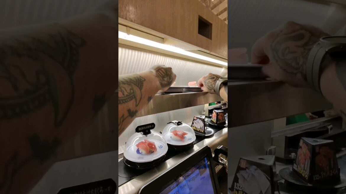 Our first few hours in Tokyo part two the conveyor belt sushi win at Kura Sushi #japan #shorts
