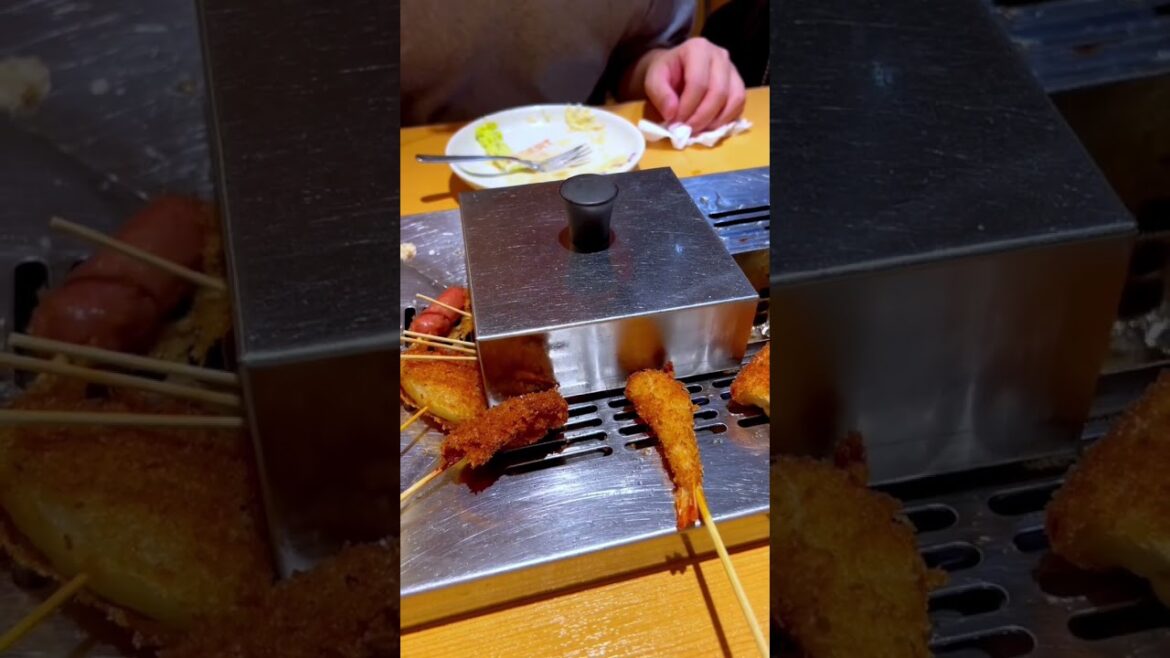 all you can eat DIY deep fried skewers in Japan 🍢