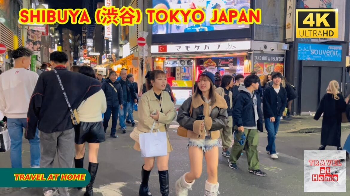 4k hdr japan travel | Night Walk in Shibuya (渋谷) Tokyo japan |  Relaxing Natural City ambience