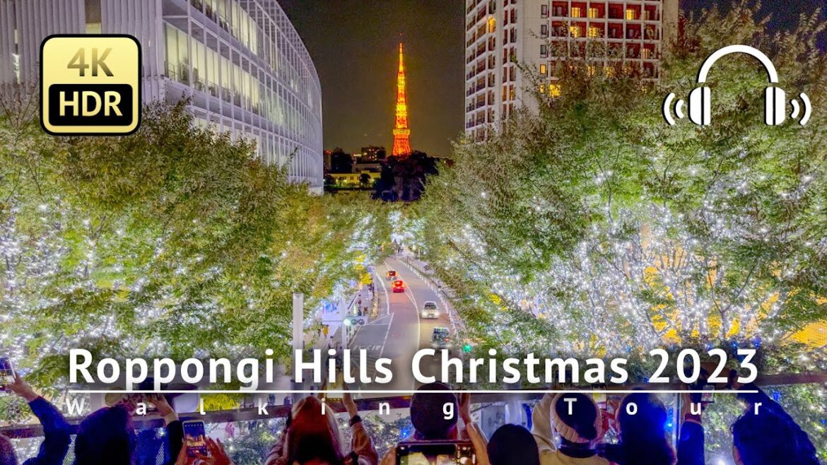 Tokyo Christmas Lights Roppongi Hills Christmas 2023 - Tokyo Japan [4K/HDR/Binaural]
