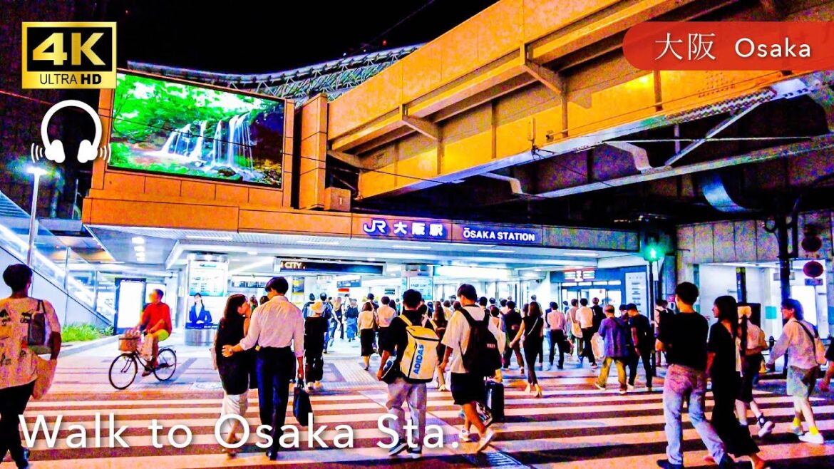 【Osaka💖】 Walk Japan - Walking from Umeda intersection to Osaka station ASMR [4K]
