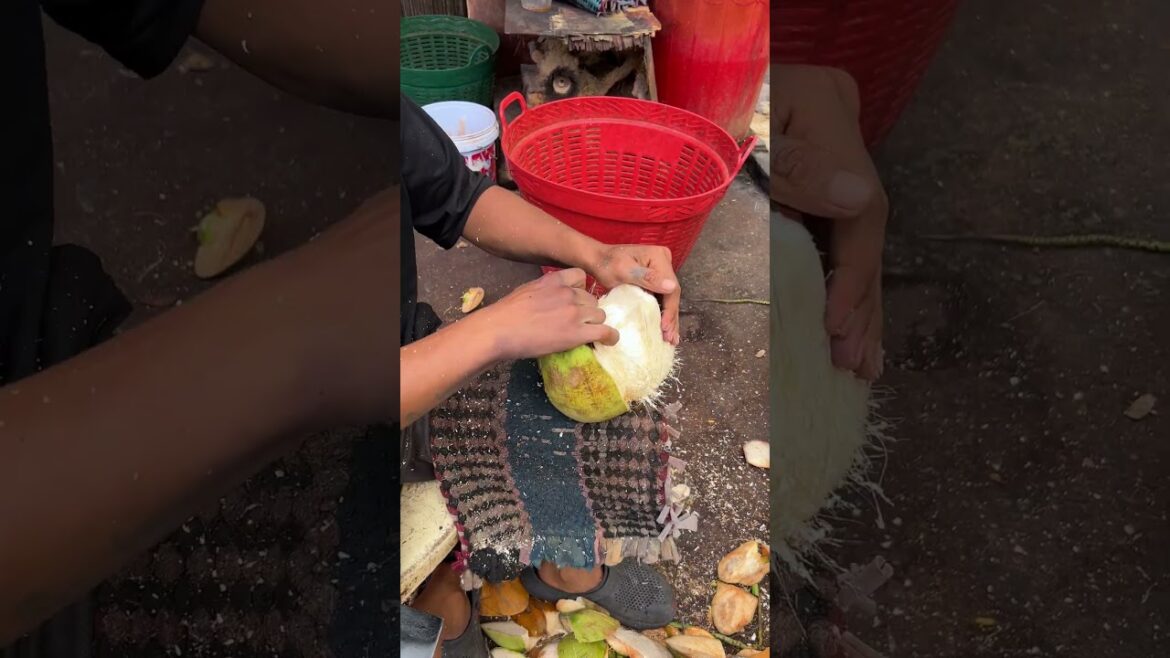 Fresh coconut cutting skill #shorts #streetfood #coconut #asmr #viral
