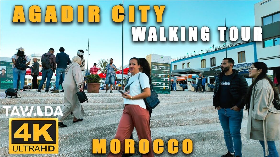Agadir city walking tour 2023 - Morocco 4K UHD
