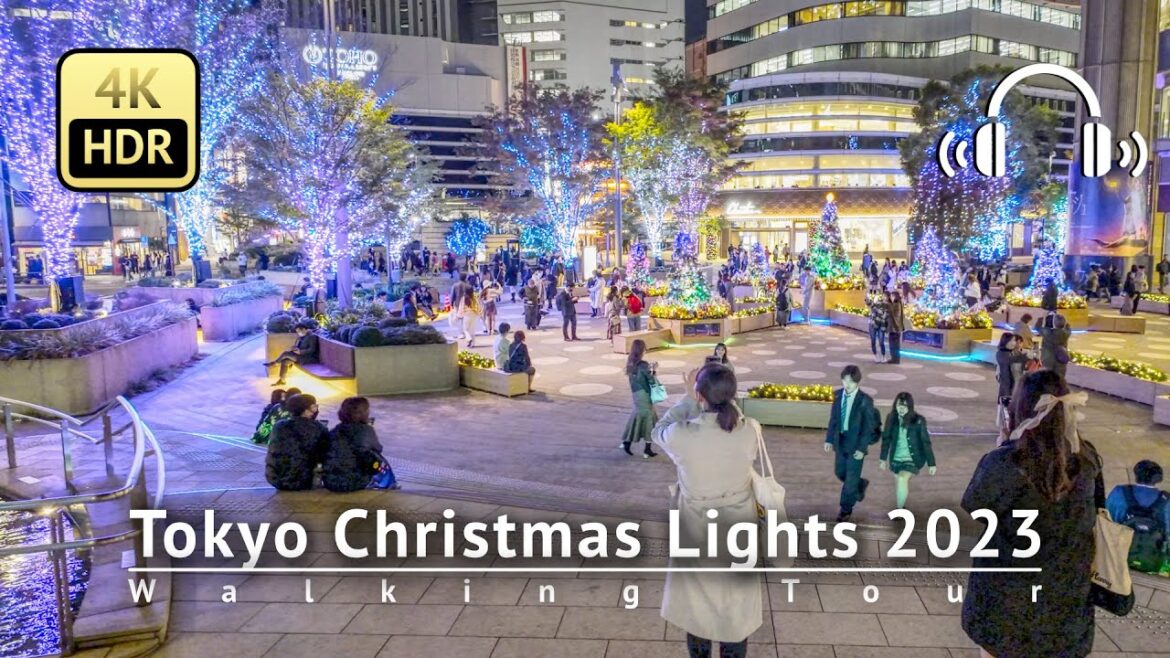 Tokyo Christmas Lights 2023 Walking Tour - Tokyo Japan [4K/HDR/Binaural]