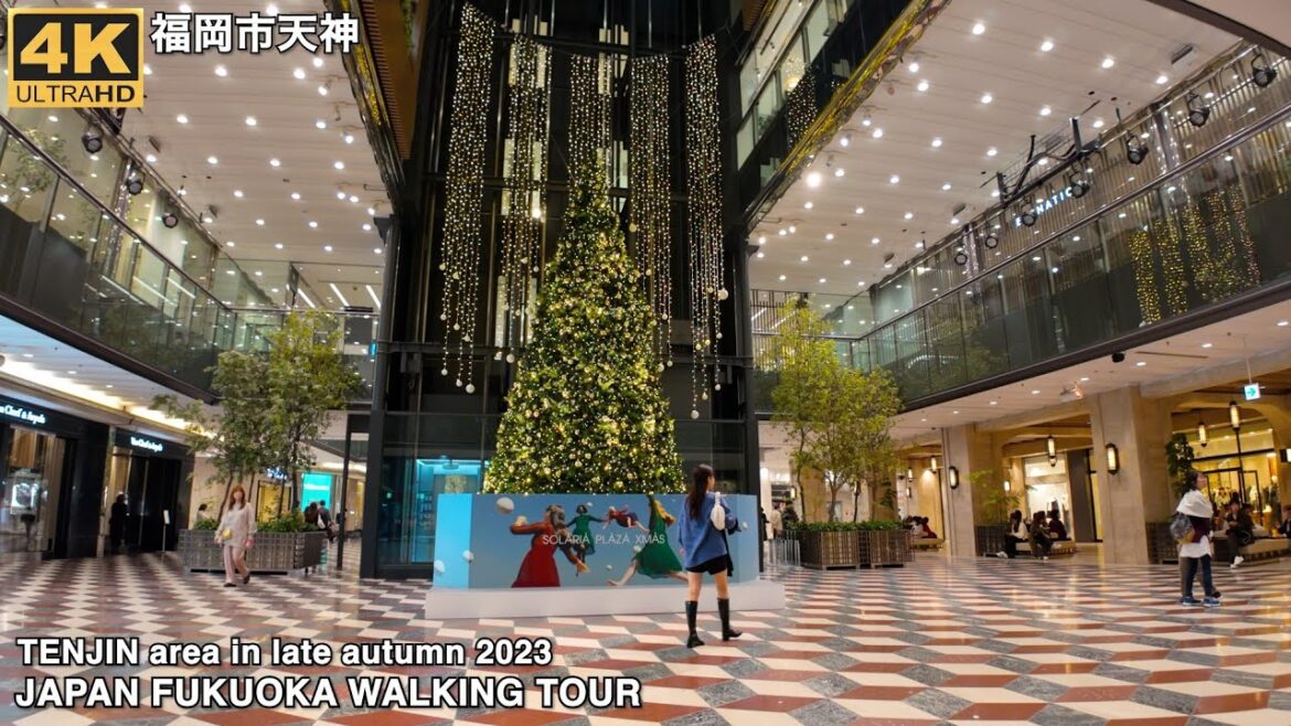 福岡市の天神周辺(11月の水曜日夕方)を歩く4k japan walking tour around Tenjin Fukuoka city