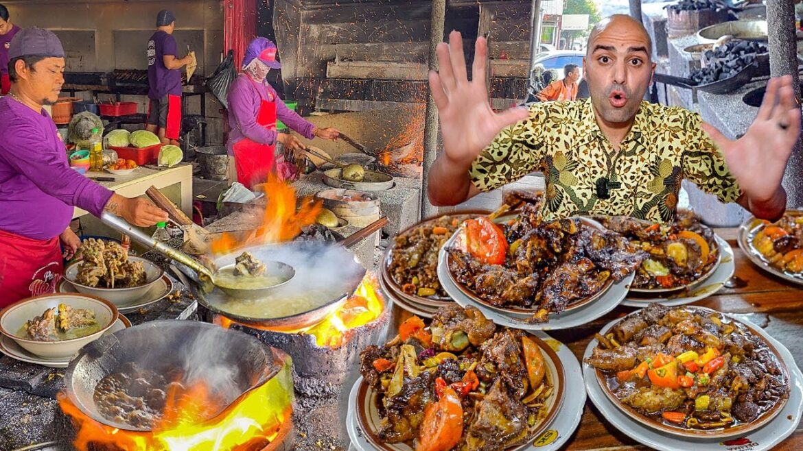 CRAZY Indonesian street food – VILLAGE BBQ + DURIAN + TENGKLENG – Street food in Solo, Indonesia CRAZY Indonesian street food - VILLAGE BBQ + DURIAN + TENGKLENG - Street food in Solo, Indonesia