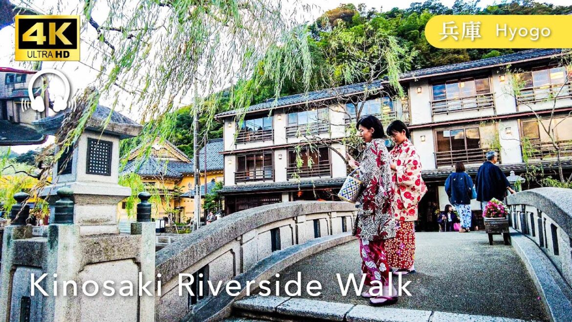 【Hyogo💖】Walk Japan - Walking along the Kinosaki Onsen river in Hyogo ASMR [4K]