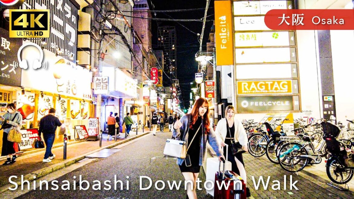 【Osaka💖】 Walk Japan - Walking through the downtown area from Shinsaibashi at night ASMR[4K]