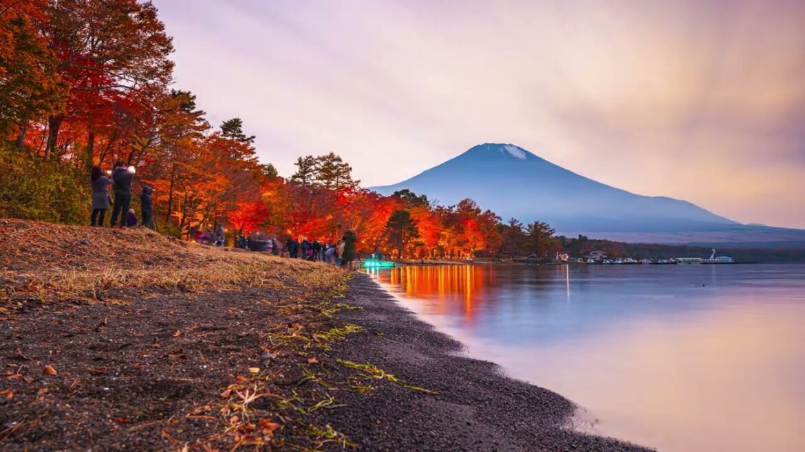 Mount Fuji Dusk Time-Lapse: 4-Hour Autumn Serenity from Yamanaka Lake | Relaxing Lofi Japanese Music