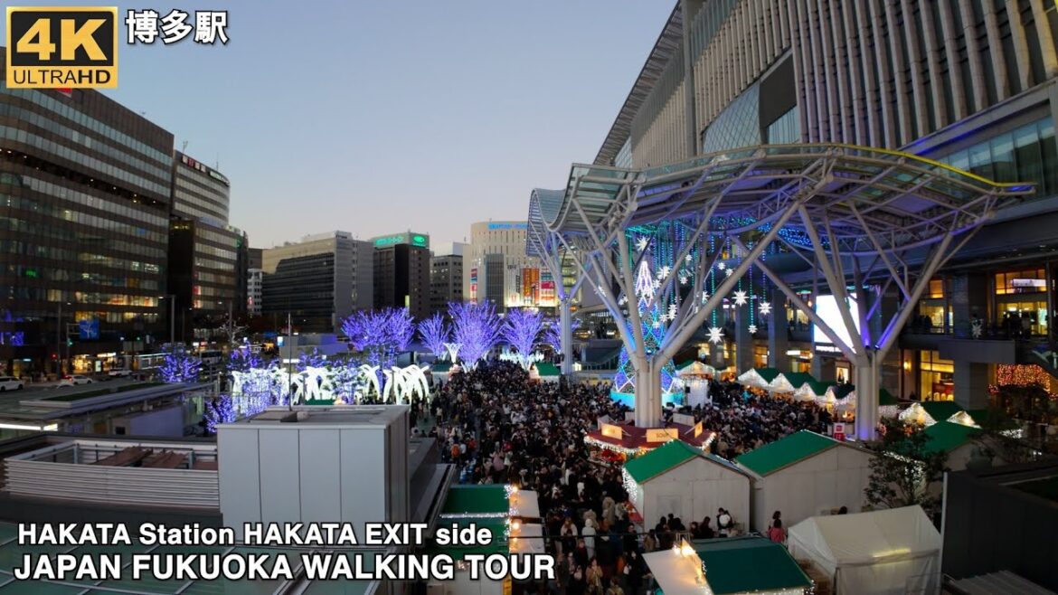 4k博多駅クリスマスマーケット2023を歩くjapan walking tour around Hakata station Christmas Market 2023 in Fukuoka city