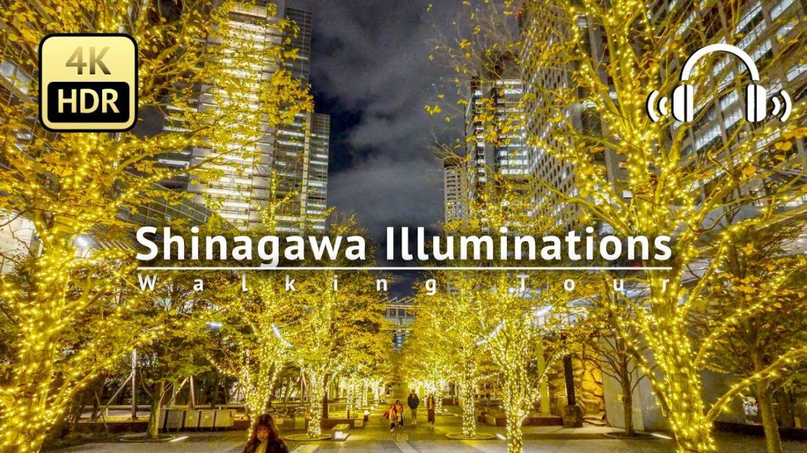 Tokyo Christmas Lights Shinagawa Illuminations Walking Tour - Tokyo Japan [4K/HDR/Binaural]