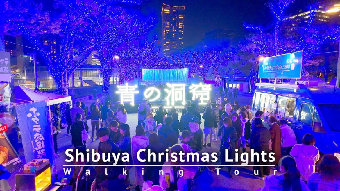 Tokyo Christmas Light Blue Cave SHIBUYA 2023 Walking Tour - Tokyo Japan [4K/HDR/Binaural]