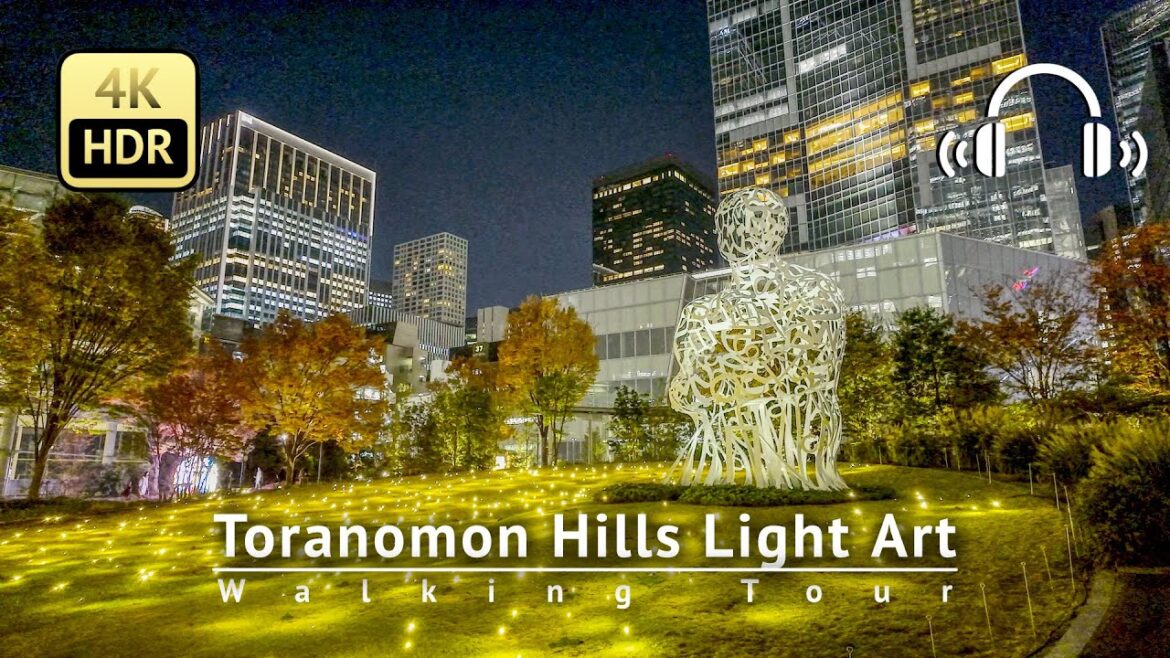 Tokyo Christmas Lights Toranomon Light Art Walking Tour - Tokyo Japan [4K/HDR/Binaural]