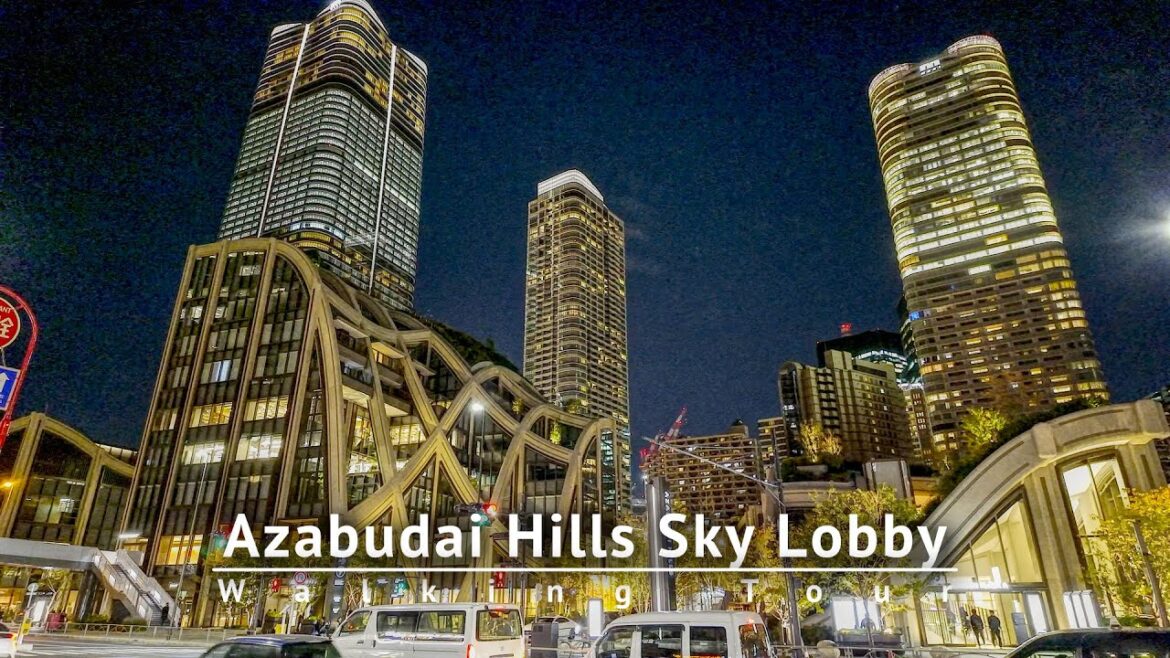 Azabudai Hills Observation Deck on 33rd Floor Sky Lobby Walking Tour - Tokyo Japan [4K/HDR/Binaural]