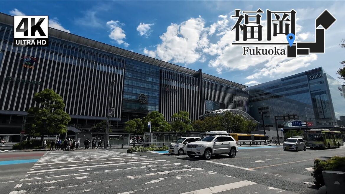 [4K/SUB] 후쿠오카 Walk｜기온, 하카타에키마에 1쵸메, 하카타에키마에 2쵸메, 하카타에키마에 3쵸메, 스미요시｜꼼데가르송,  교자노오쇼, 다이치우동, 스미요시신사