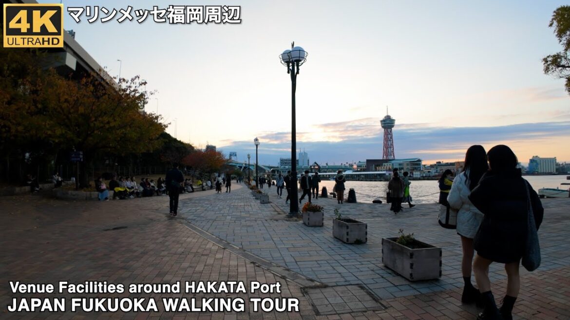 マリンメッセ福岡とベイサイドプレイス博多周辺を歩く4k japan walking tour around MARINEMESSE FUKUOKA