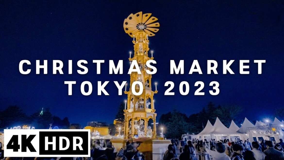 Tokyo Christmas Market 2023 & Jingu Gaien Mae Ginkgo Illumination   4K HDR Spatial Audio