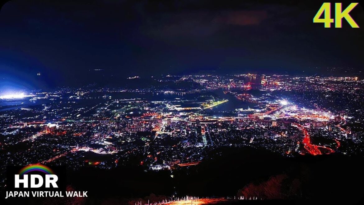 Night walk at Sarakurayama Cable Car, Kitakyūshū, Fukuoka 4K HDR