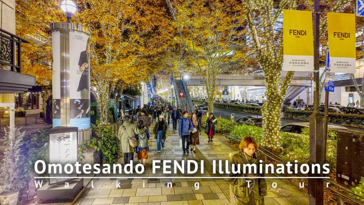 Tokyo Christmas Lights Omotesando FENDI Illuminations Walking Tour - Tokyo Japan [4K/HDR/Binaural]