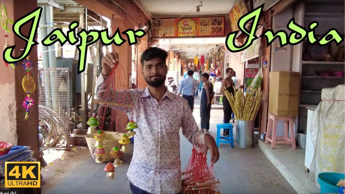[4K] 🇮🇳 Jaipur, India city centre full walk tour, Tripolia Bazar in the pink city of Rajasthan
