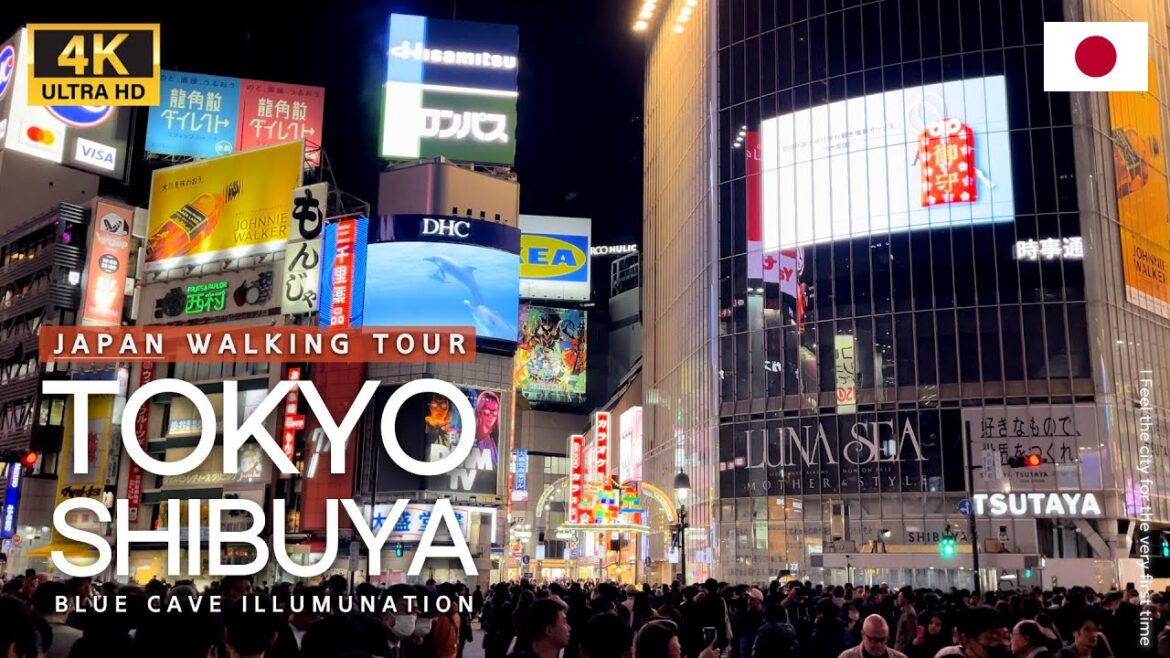 TOKYO SHIBUYA Walking Tour Japan - 4K 60fps [Ultra HD]  |  With Blue Cave Illumination 2023