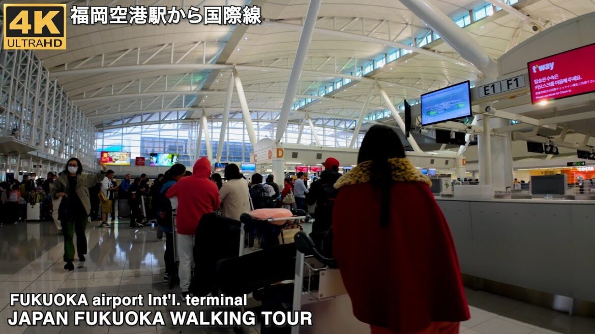 福岡空港駅から国際線ターミナルへ歩き方4k japan walking tour from subway Fukuoka Airport Station to Int'l. Terminal