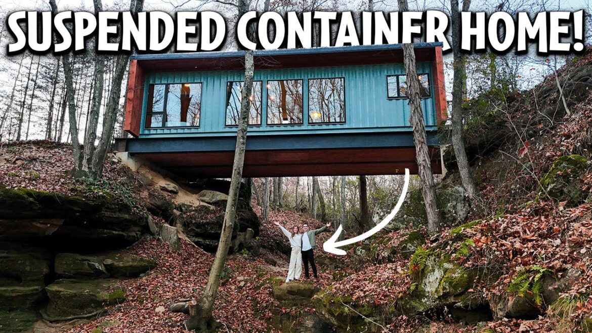 This Shipping Container Home is built over a Waterfall!