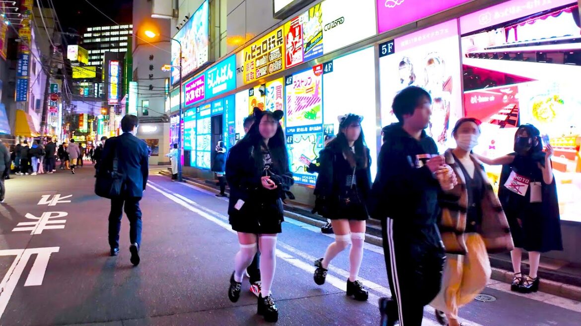 Tokyo Akihabara🐶👍🍻Maid Cafe Street♪💖4K ASMR Nonstop 1 hour 02 minutes