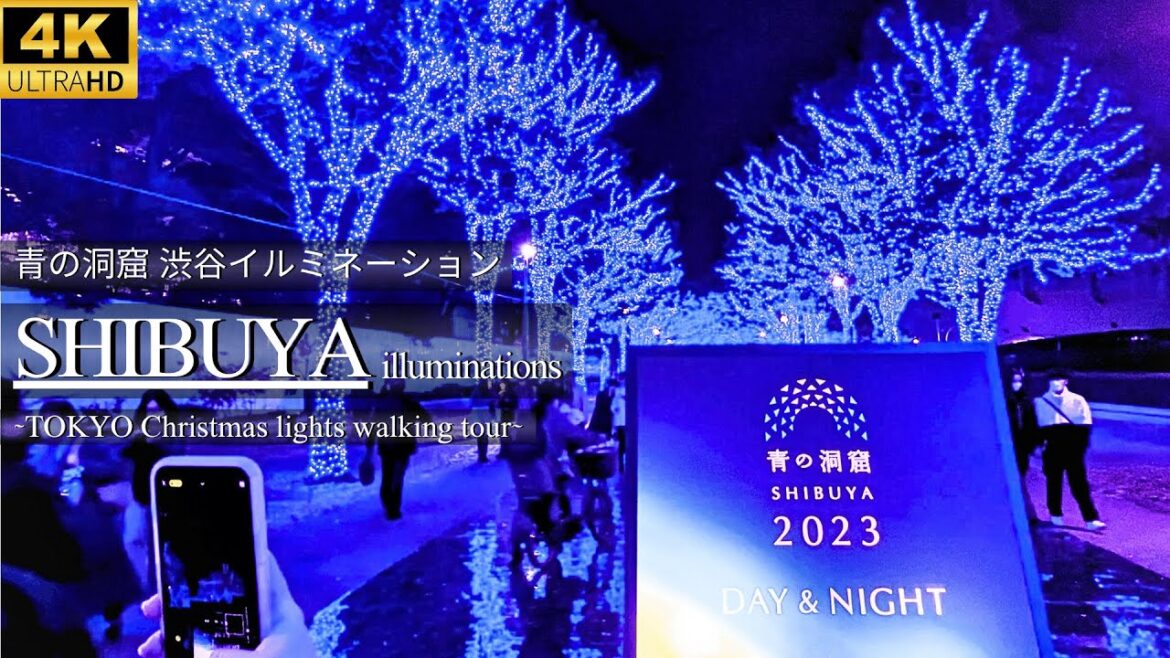 [4K] AONODOKUTS(Blue Cave) SHIBUYA Illumination ~TOKYO Christmas lights walking tour 2023.12 winter~