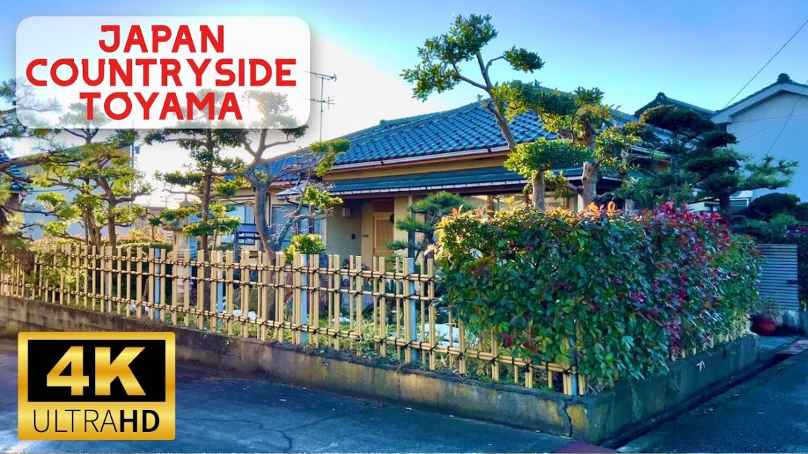 Small Japanese town walk, sunny day 2023, Takaoka, Toyama, Japan