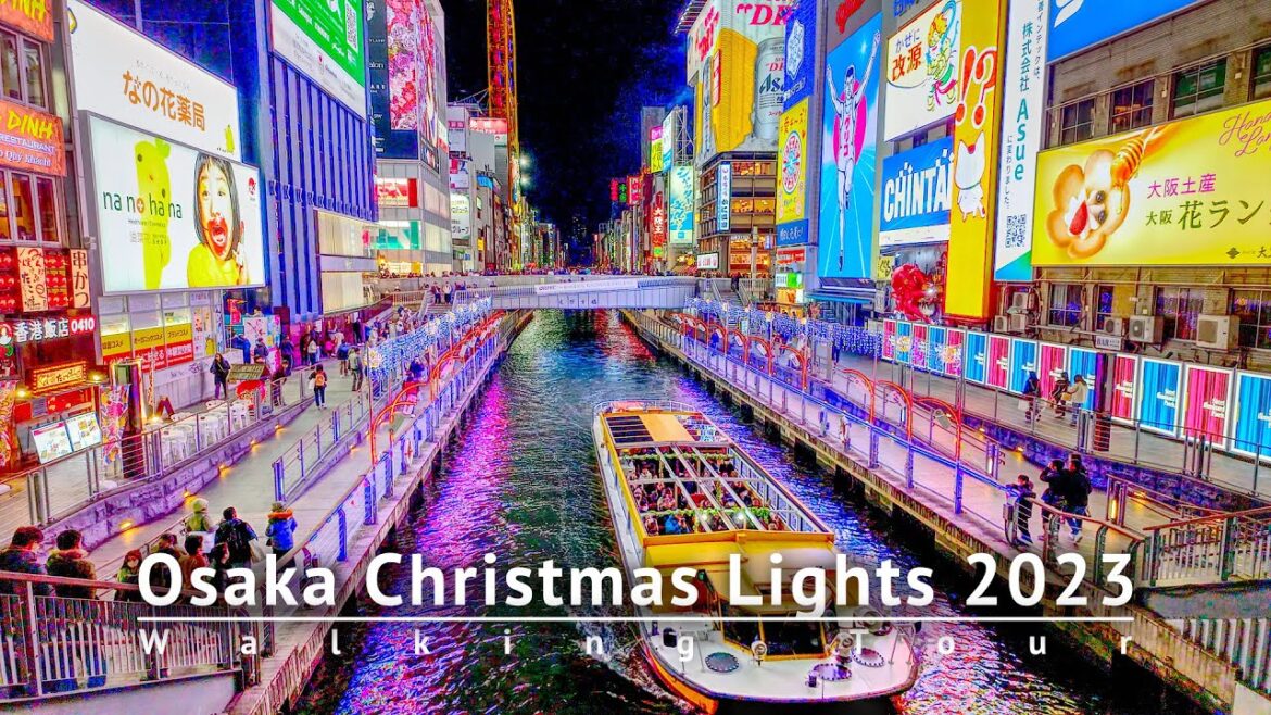 Osaka Christmas Lights 2023 Namba & Shinsaibashi Walking Tour - Osaka Japan [4K/HDR/Binaural]