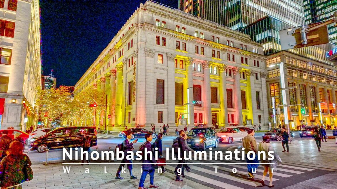 Tokyo Christmas Lights Nihombashi Illuminations Walking Tour - Tokyo Japan [4K/HDR/Binaural]