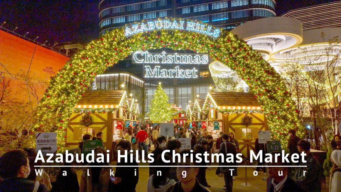 Azabudai Hills Christmas Market 2023 Walking Tour - Tokyo Japan [4K/HDR/Binaural]