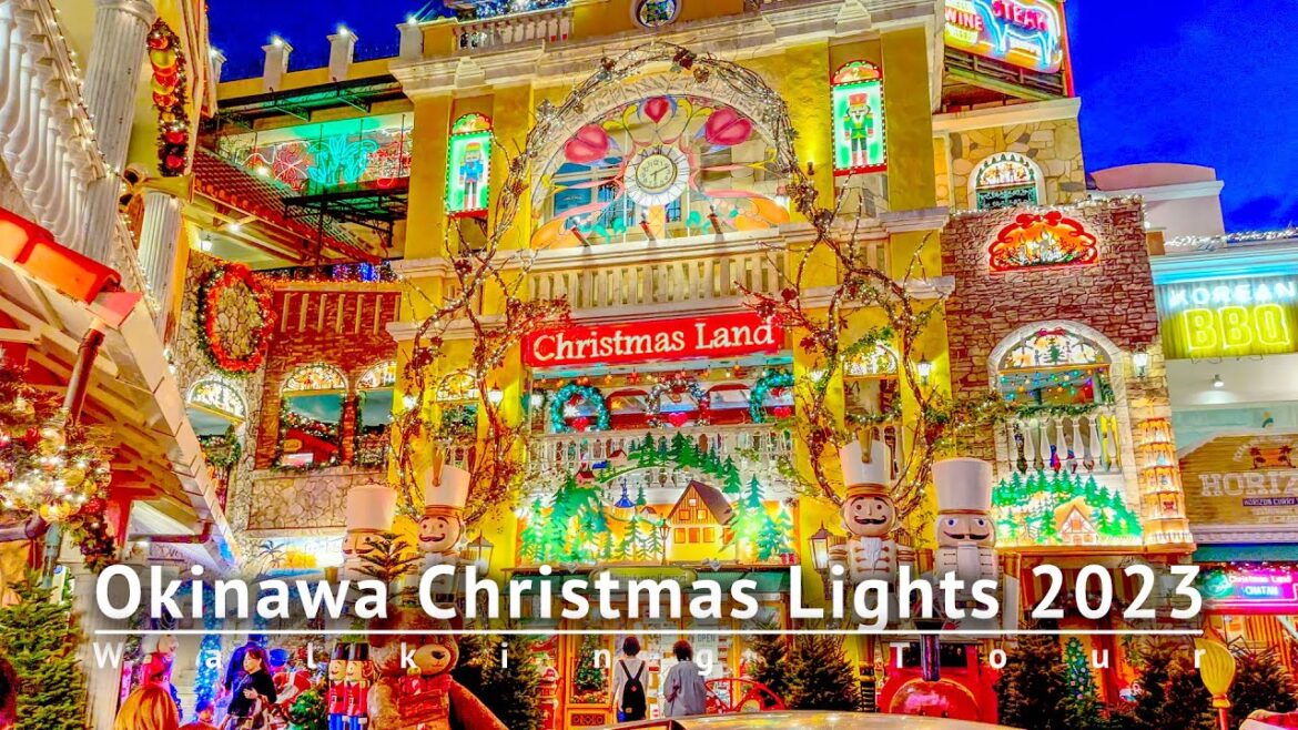 Okinawa Christmas Lights 2023 Mihama American Village Walking Tour - Okinawa Japan [4K/HDR/Binaural]