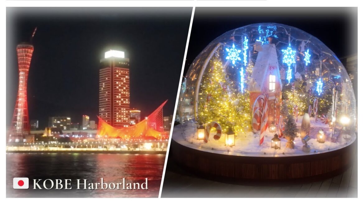 【4K Japan】Kobe Harborland 🎡 Illumination Night Walk ✨ | DJI Osmo Pocket 3