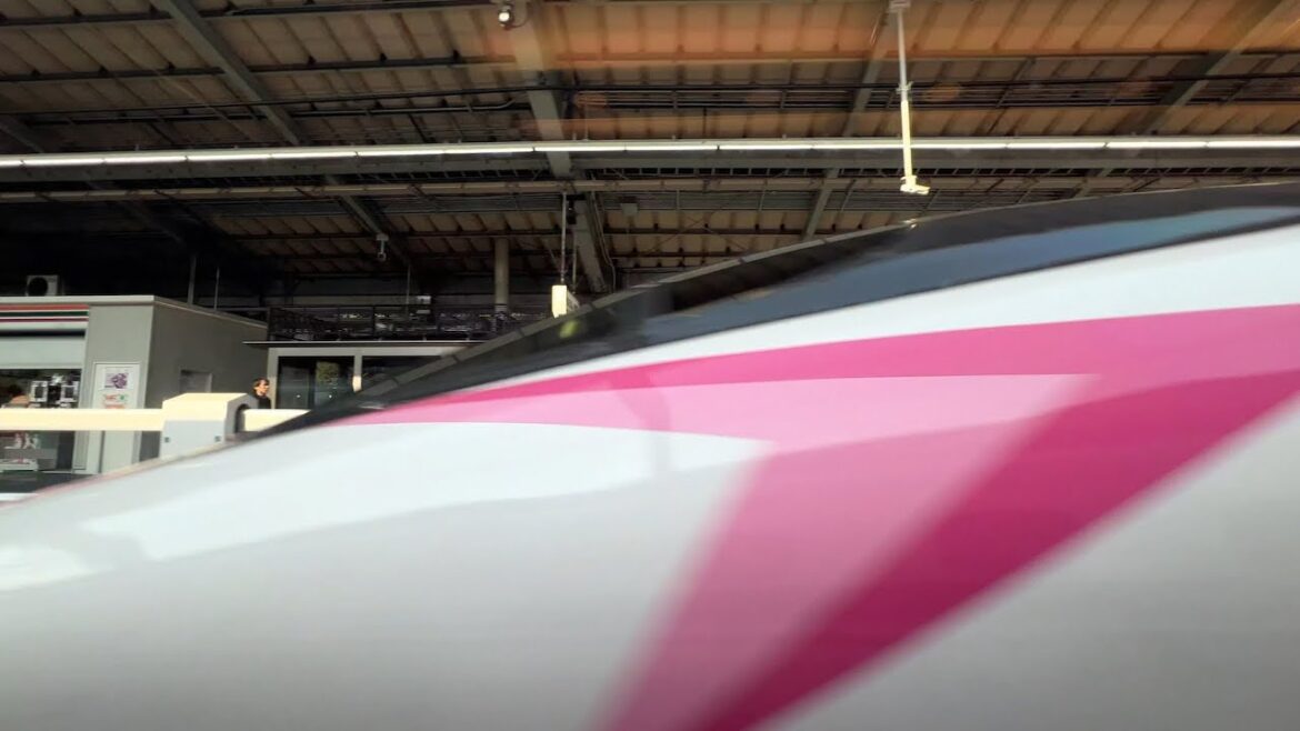 Kobe, Japan - Hello Kitty Shinkansen Passes by at Shin-Kobe Station