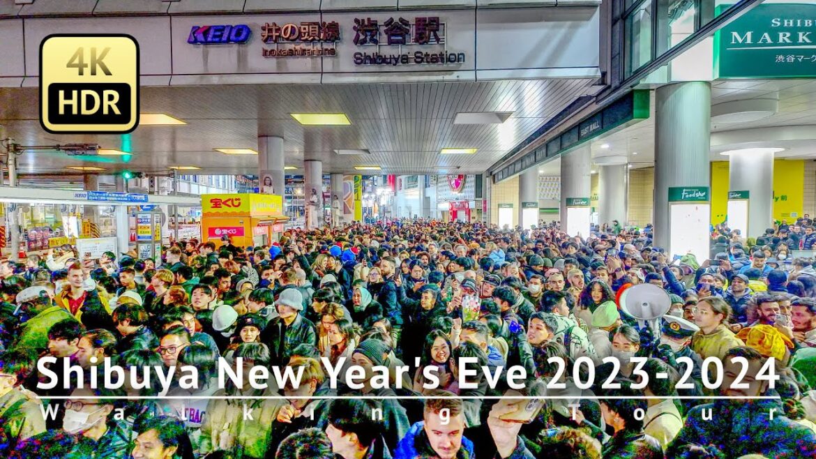 Shibuya New Year's Eve 2023-2024 Walking Tour - Tokyo Japan [4K/HDR]