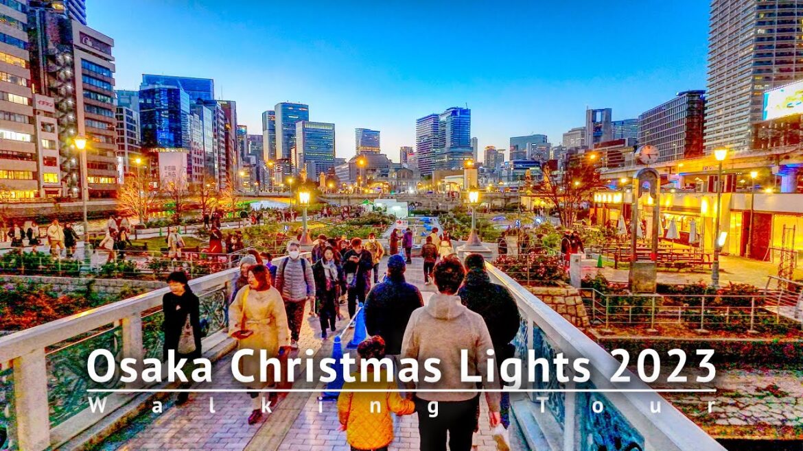 Osaka Christmas Lights 2023 Nakanoshima Illuminations Walking Tour - Osaka Japan [4K/HDR/Binaural]