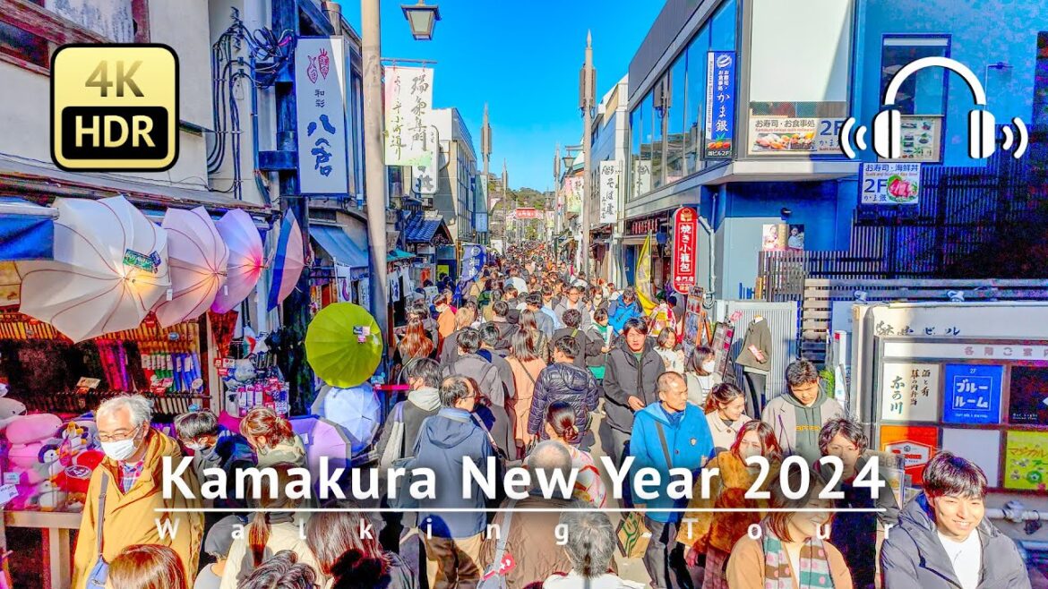 Only 1 hour from Tokyo! Kamakura New Year 2024 Walking Tour - Kanagawa Japan [4K/HDR/Binaural]