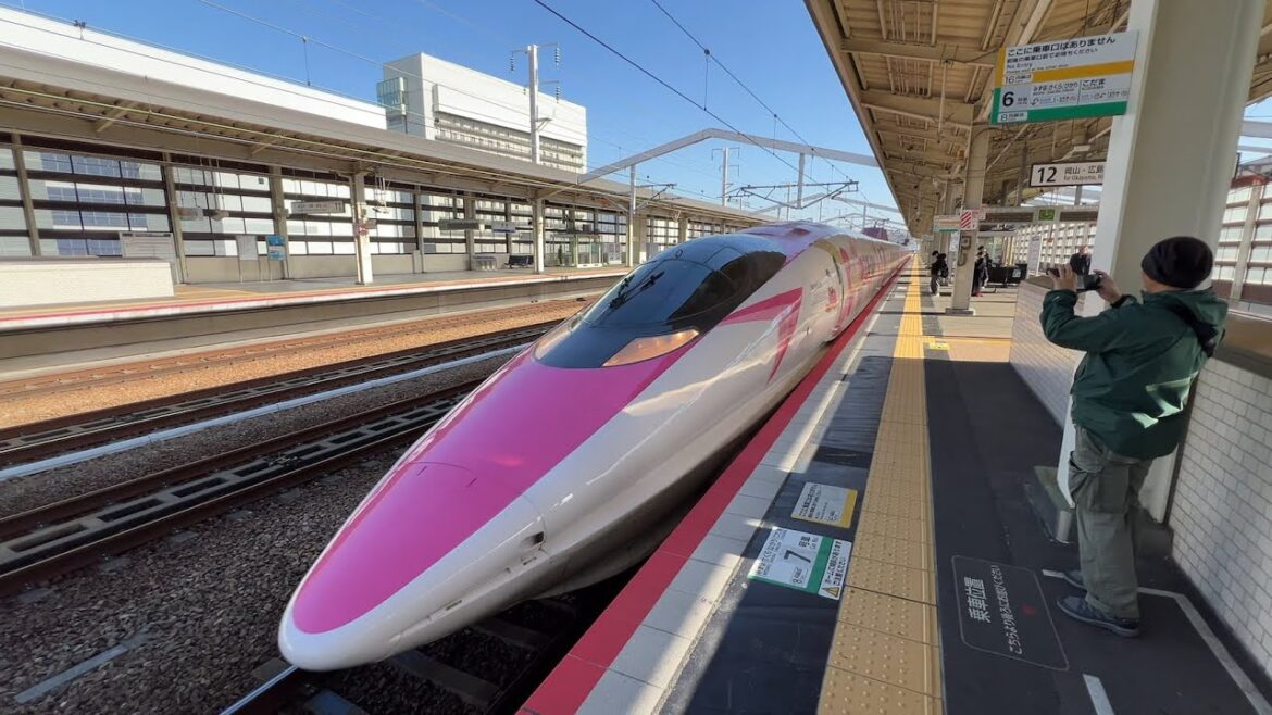 Himeji, Japan - Hello Kitty Shinkansen Arrives at Himeji Station